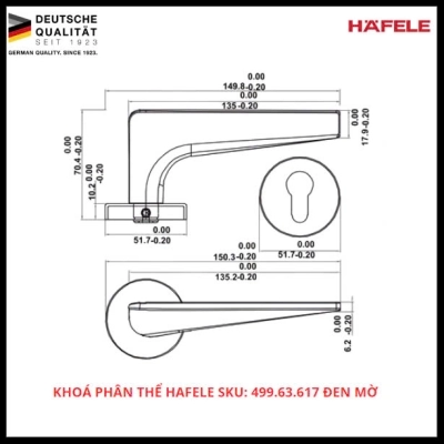 Khóa Phân Thể Hafele SKU: 499.63.617 Đen Mờ