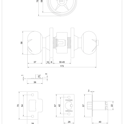 Khóa nắm tròn Vickini 30854.001 BN/GP