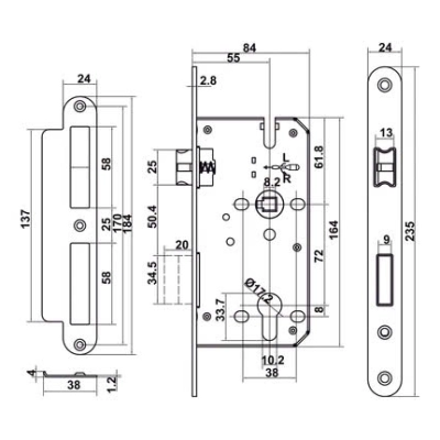 Bộ khóa tay nắm gạt DIY Hafele 499.63.600 Niken mờ