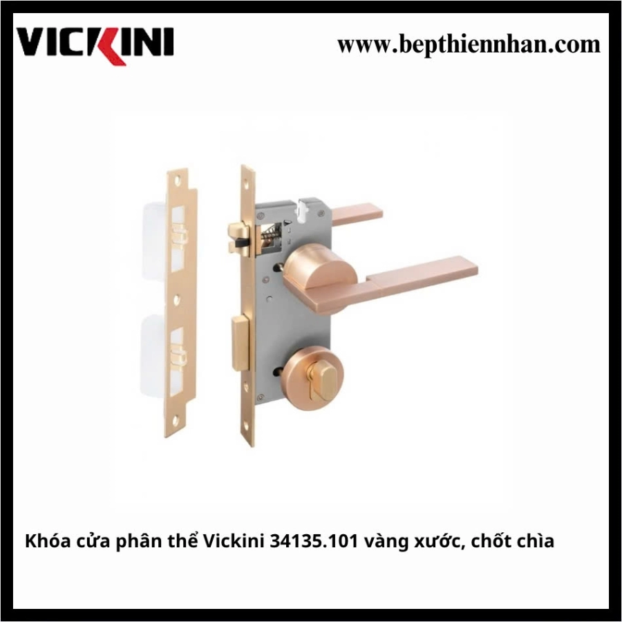 Khóa cửa phân thể Vickini 34135.101 MBG vàng xước, chốt chìa