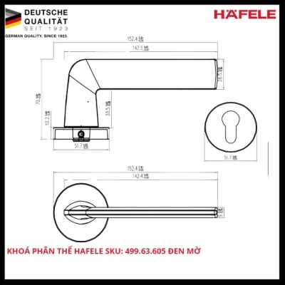 Khóa Phân Thể HAFELE SKU: 499.63.605 Đen Mờ