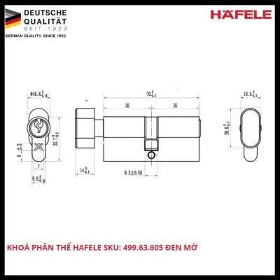 Khóa Phân Thể HAFELE SKU: 499.63.605 Đen Mờ