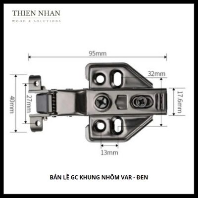 Bản Lề GC Khung Nhôm VAR Thẳng - Đen