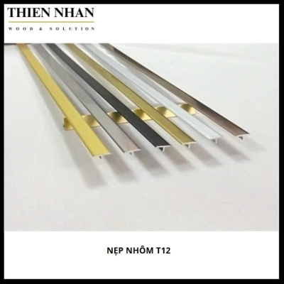 Nẹp Nhôm T12 - Vàng Bóng 2.7m