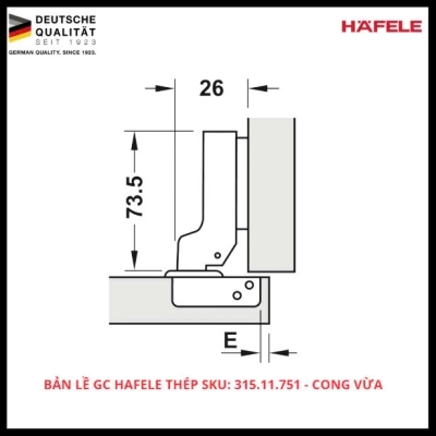 Bản Lề GC Hafele Thép SKU: 315.11.751 - Cong Vừa