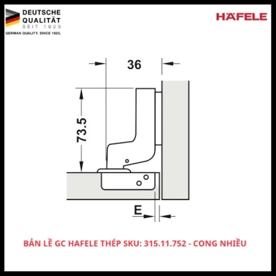 Bản Lề GC Hafele Thép SKU: 315.11.752 - Cong Nhiều