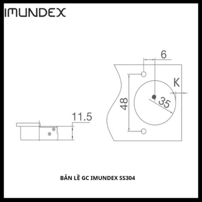 Bản Lề GC IMUNDEX SS304 SKU: 7111103 - Cong Nhiều 