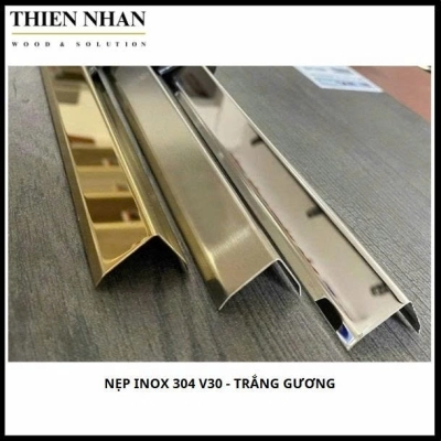Nẹp Inox 304 V30 - Trắng Gương