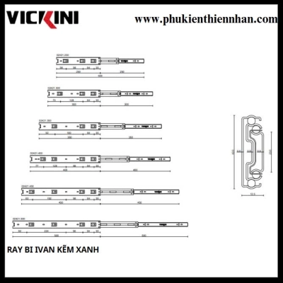 Ray bi Vickini 350mm SKU: 02421.350 kẽm xanh