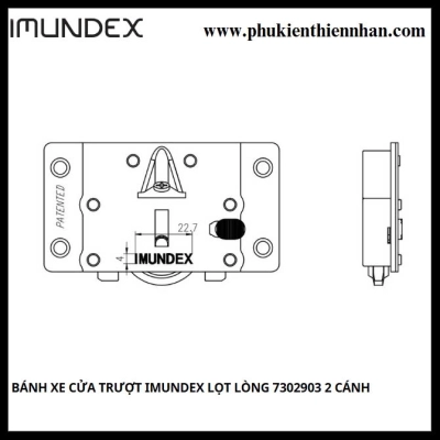 Bánh Xe Cửa Trượt Imundex Lọt Lòng 2 Cánh SKU 7302903 