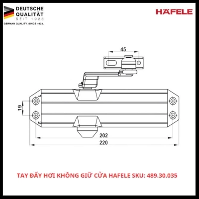 Tay Đẩy Hơi Không Giữ Cửa Hafele SKU: 489.30.035