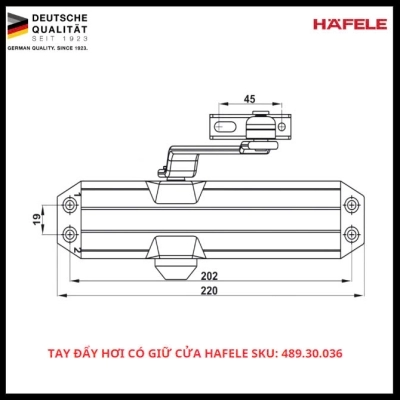 Tay Đẩy Hơi Có Giữ Cửa Hafele SKU: 489.30.036