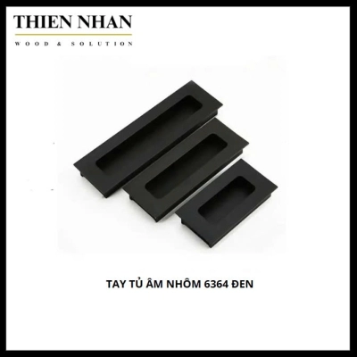 Tay Tủ Âm Nhôm 6364 Đen - 128mm