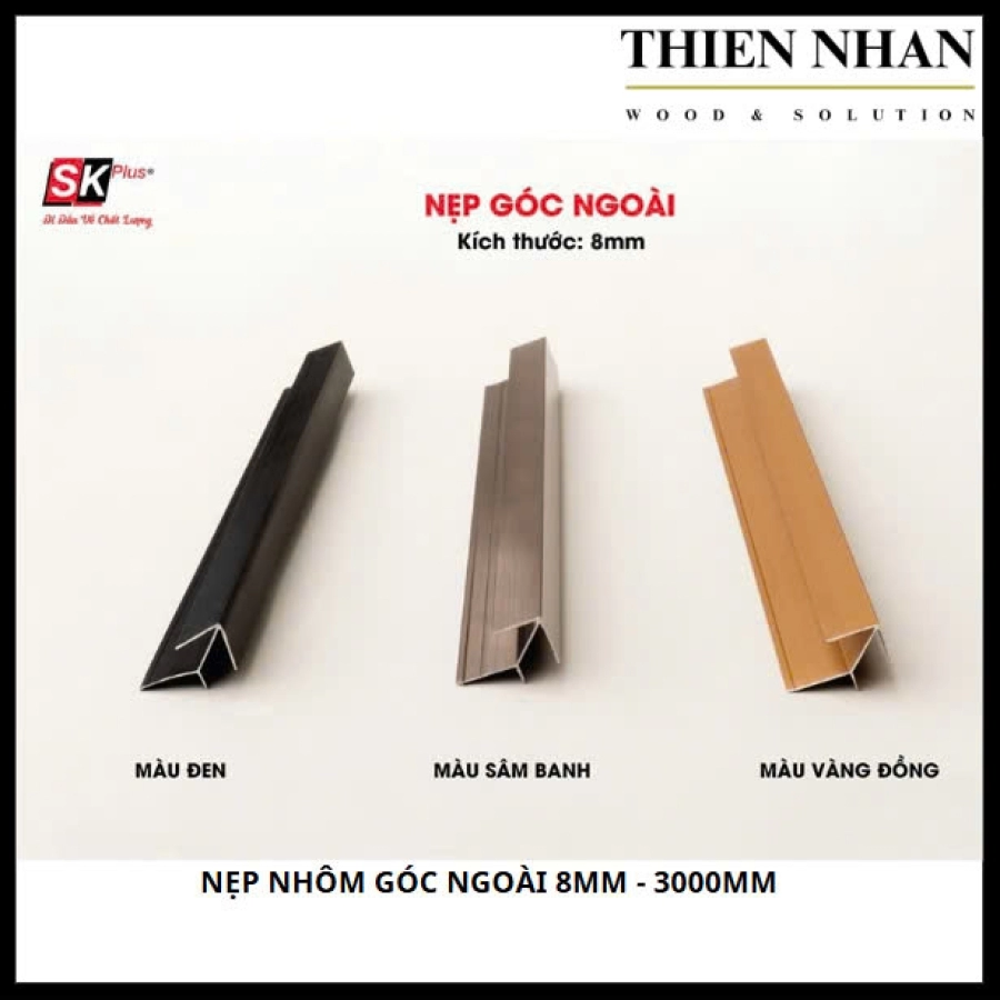 Nẹp Nhôm Góc Ngoài 8mm - Sâm Banh 3000mm