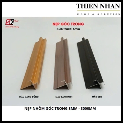 Nẹp Nhôm Góc Trong 8mm - Sâm Banh 3000mm