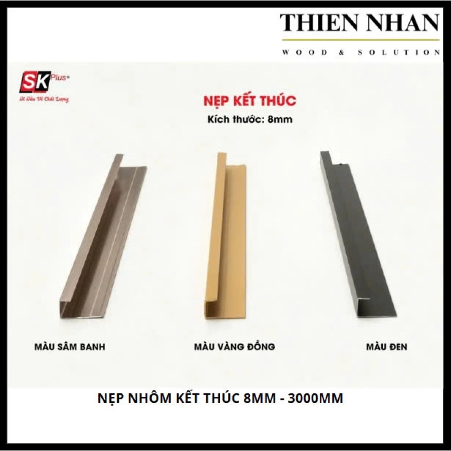 Nẹp Nhôm Kết Thúc 8mm - Sâm Banh 3000mm