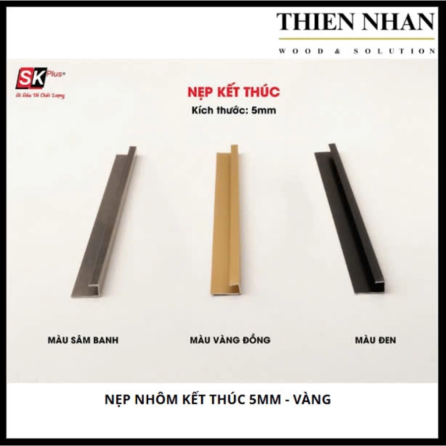 Nẹp Nhôm Kết Thúc 5mm - Vàng