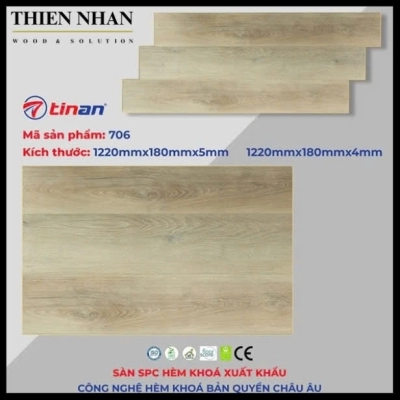 05mm Sàn Nhựa TA706 KT: 180*1220mm + Đế Cao Su 01mm 2.196m2/Thùng
